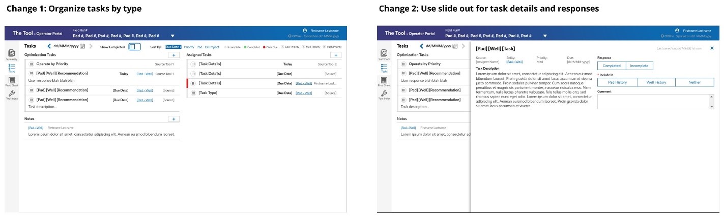 Final task page organized by task type with an in-context response panel