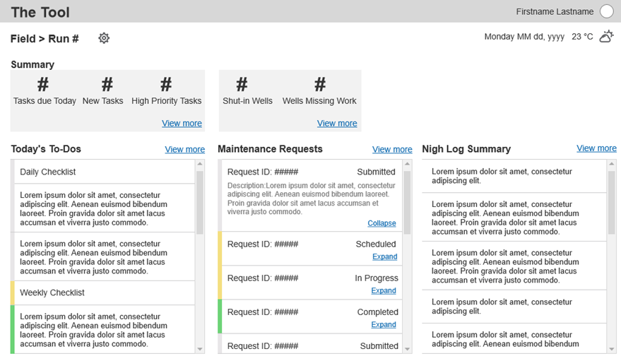 Early concept for the centralized operations information hub