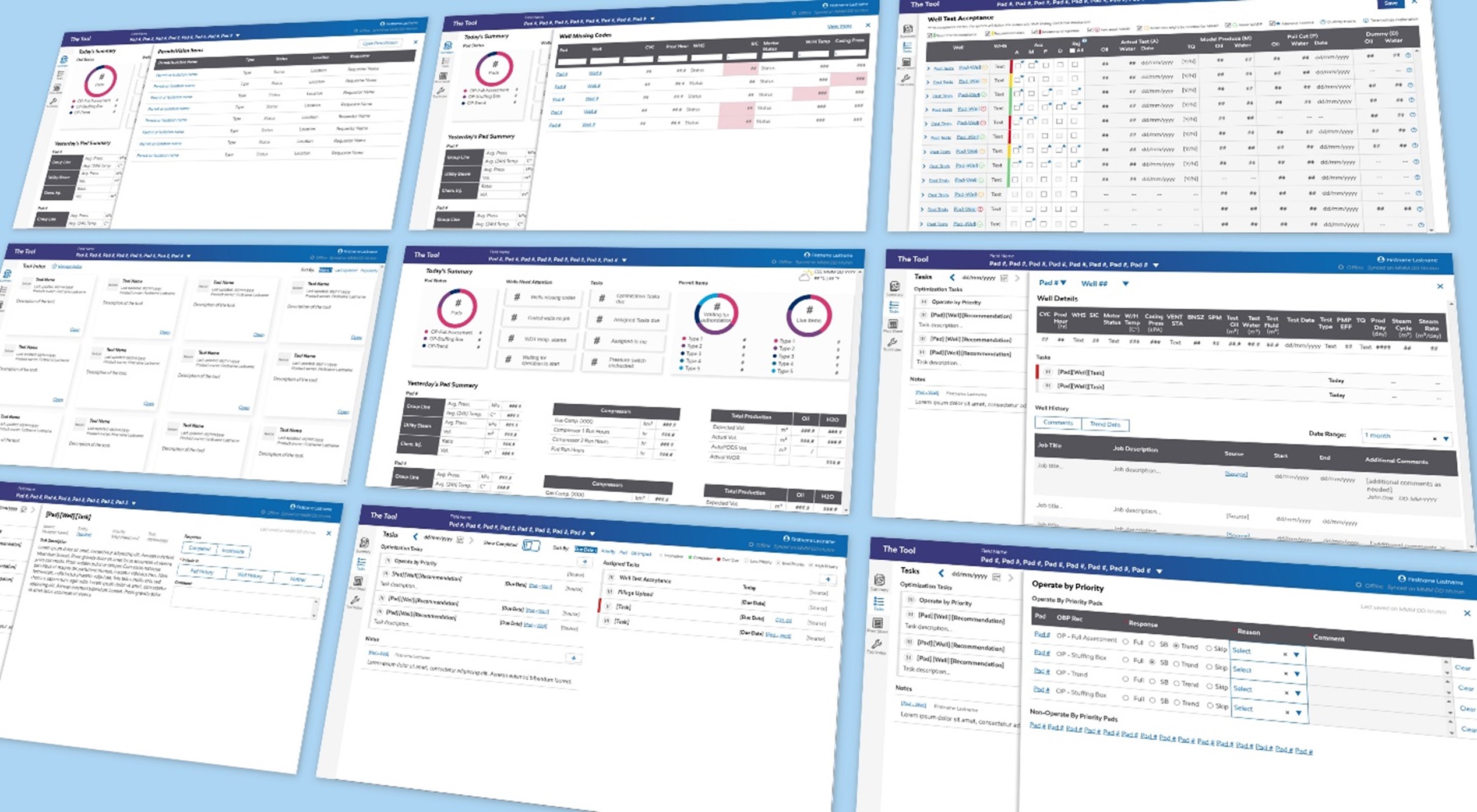 Operations Information Hub interface showing operational data organized around field work